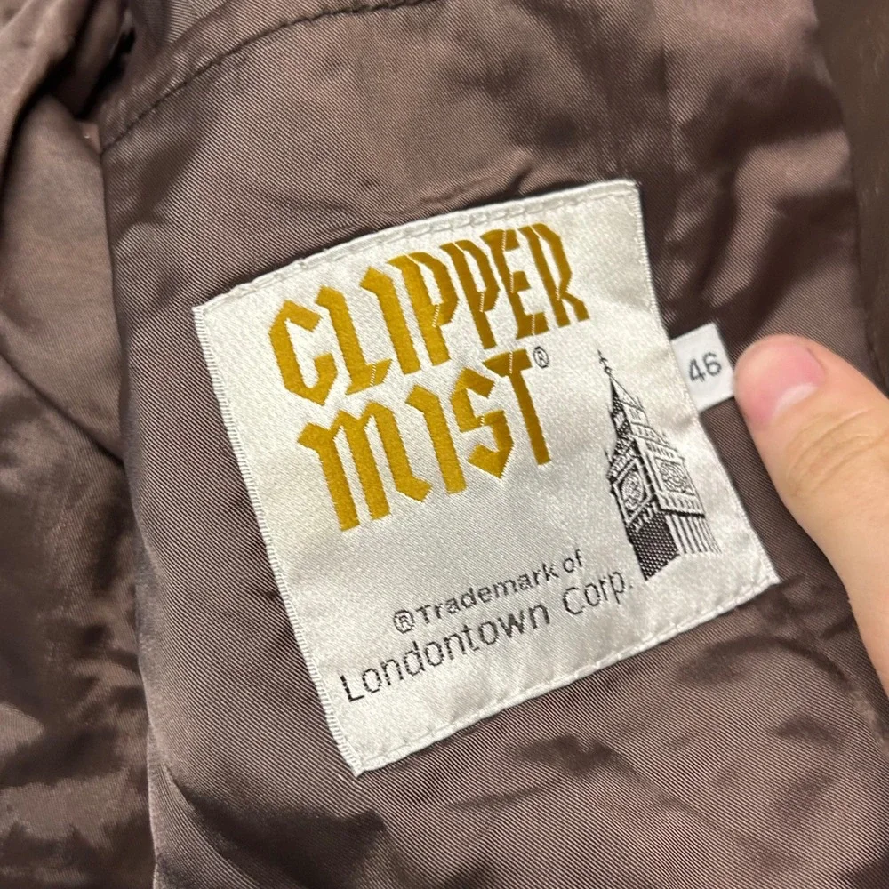 Clipper Mist By London Fog Genuine Leather Blazer Jacket Brown Mens Sz 46 Vtg